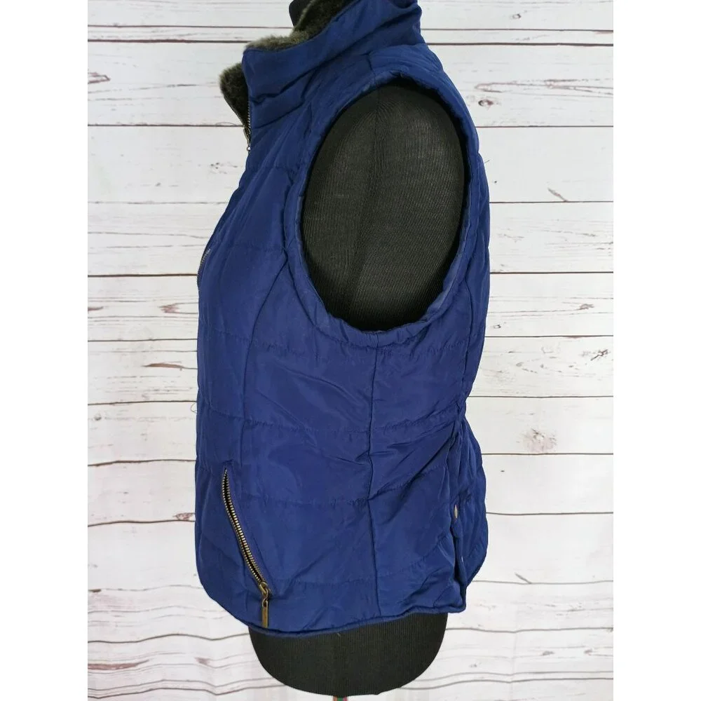 Copper Key Navy Blue‎ Fur Collar Girl's Size Large Style CJ5089FXW1 Puffer Vest